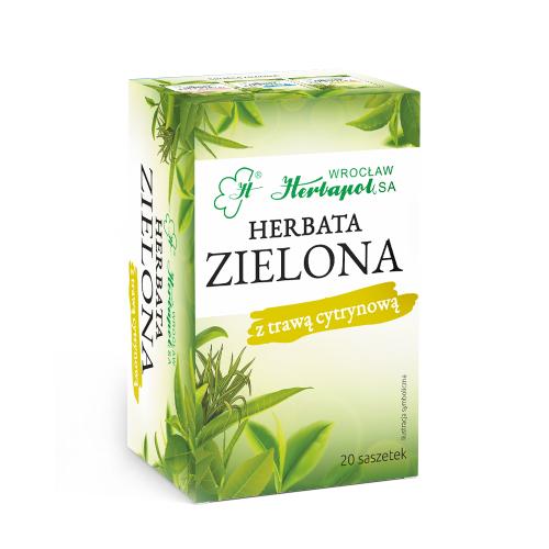 Miniaturka artykułu - HERBAPOL Herbata zielona z trawą cytrynową, 20 saszetek