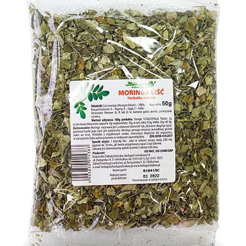 Miniaturka artykułu - Moringa liść herbatka ziołowa, 50g HERBAPOL 