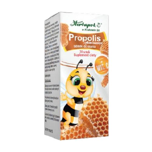 Miniaturka artykułu - HERBAPOL Propolis z Pyłkiem Kwiatowym - 30 tabletek do ssania