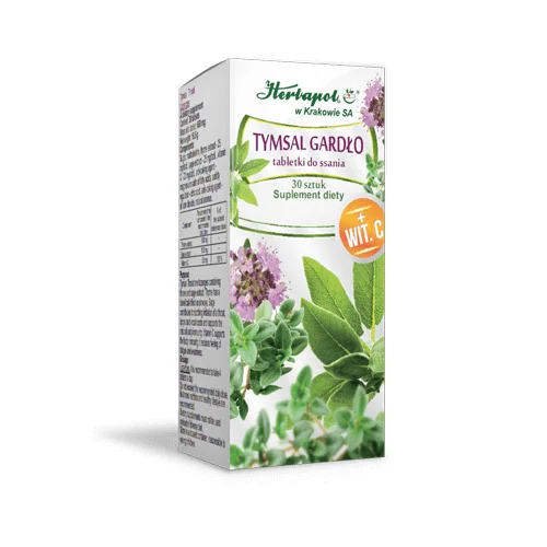 Miniaturka artykułu - Herbapol Tymsal Gardło - 30 tabletek do ssania