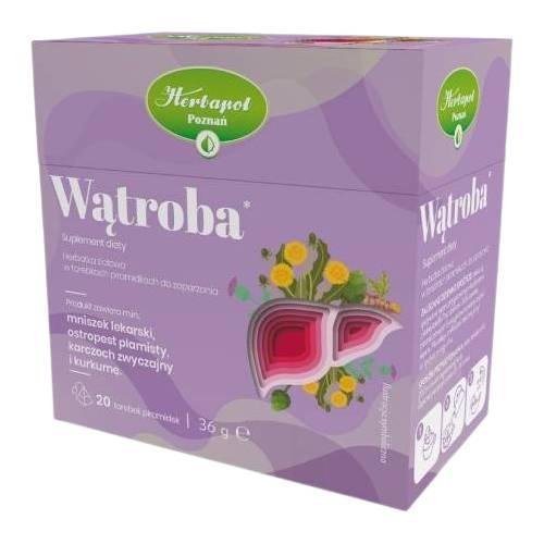 Miniaturka artykułu - Herbapol Wątroba herbatka ziołowa, 20 szt. KR&Oacute;TKA DATA 31.10.2026