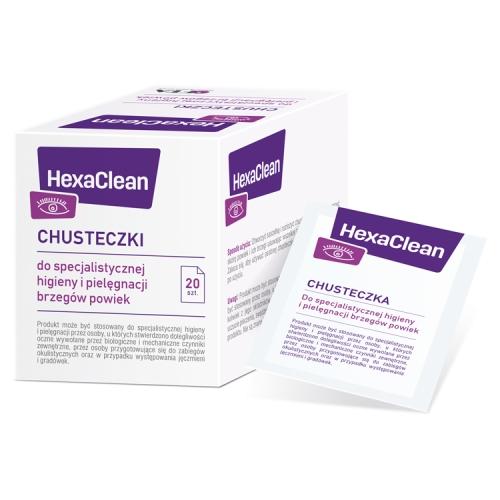 Miniaturka artykułu - HexaClean Chusteczki do powiek- 20 szt.