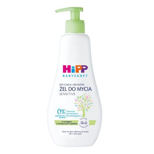 Miniaturka artykułu - HiPP Babysanft Sensitive Żel do mycia do ciała i włosów, 400ml USZKODZONE/ BRAK POMPKI