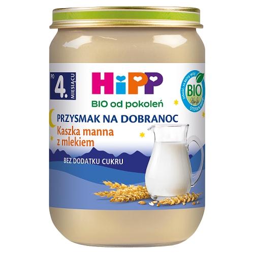 Miniaturka artykułu - HiPP Bio Przysmak na dobranoc Kaszka manna z mlekiem po 4. miesiącu, 190 g