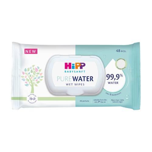 Miniaturka artykułu - HiPP Babysanft Pure Water Chusteczki nawilżane, 48 szt.