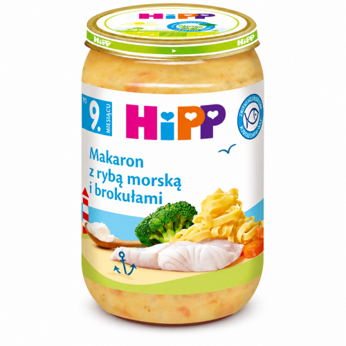 Miniaturka artykułu - HiPP Makaron z rybą morską i brokułami, 220 g 
