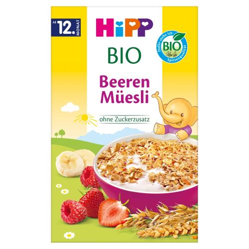 Miniaturka artykułu - HiPP BIO Musli wielozbożowe truskawki, maliny od 12. miesiąca, 200 g