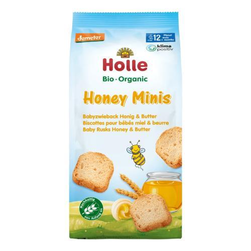 Miniaturka artykułu - HOLLE Bio Mini sucharki z miodem i masłem, 100g KR&Oacute;TKA DATA 08.08.2026