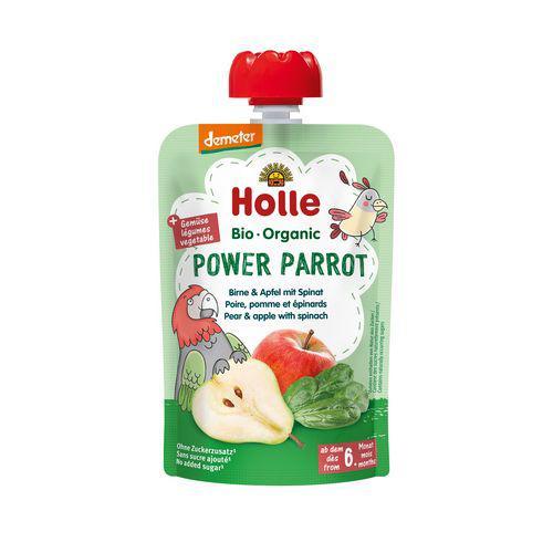 Miniaturka artykułu - HOLLE Bio Organic Mus owocowy gruszka i jabłko ze szpinakiem, 100g KR&Oacute;TKA DATA 14.09.2026