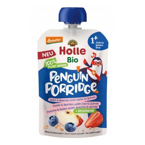 Miniaturka artykułu - HOLLE Penguin BIO Owsianka w tubce Jabłko i jagody, 110g