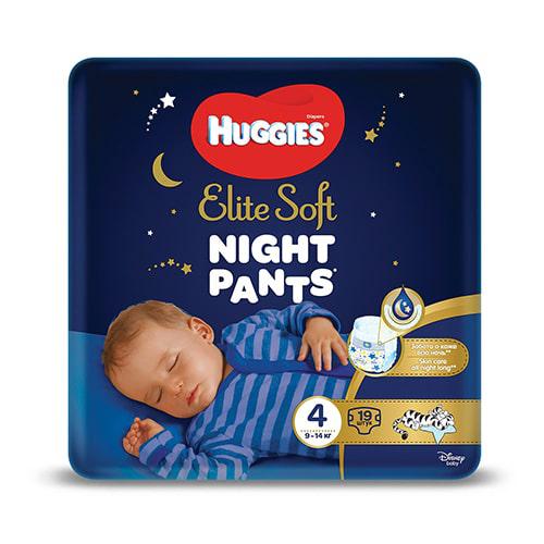Miniaturka artykułu - HUGGIES Elite Soft Night Pants 4 Majtki nocne 9-14kg, 19 sztuk