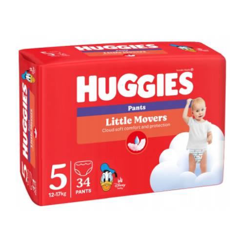 Miniaturka artykułu - HUGGIES Pieluchomajtki Little Movers Pants rozmiar 5 (12-17kg), 34szt.