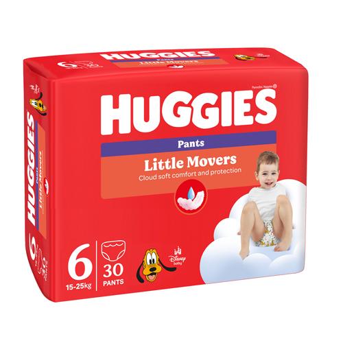 Miniaturka artykułu - HUGGIES Pieluchomajtki Little Movers Pants rozmiar 6 (15-25kg), 30szt.