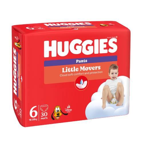 Miniaturka artykułu - HUGGIES Pieluchomajtki Little Movers Pants rozmiar 6 (15-25kg), 30szt.