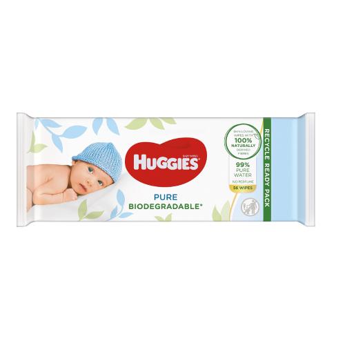 HUGGIES Pure Bio Chusteczki nawilżane, 56 sztuk