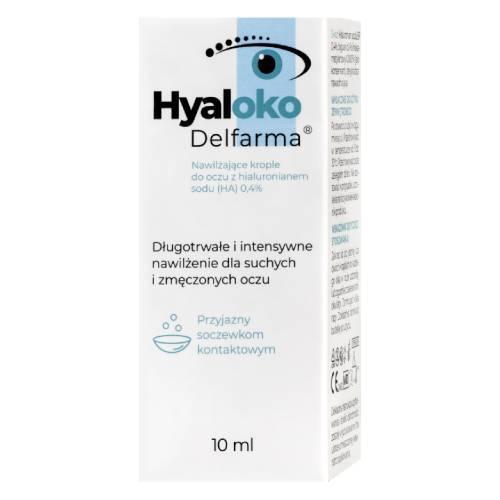 Miniaturka artykułu - Hyaloko Delfarma Nawilżajżce krople do oczu z hialuronianem sodu (HA) 0,4%, 10 ml BRAK OPAKOWANIA TEKTUROWEGO