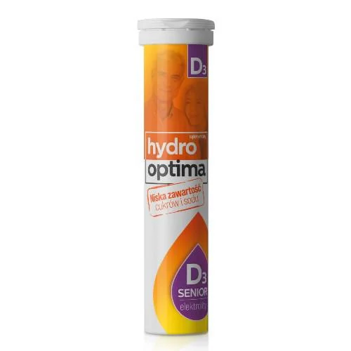 Miniaturka artykułu - HYDROOPTIMA Senior D3, 20 tabletek musujących KR&Oacute;TKA DATA 30.11.2026