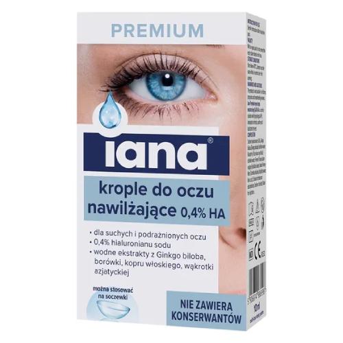 Miniaturka artykułu - Iana Premium nawilżające krople do oczu, 10 ml