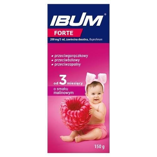 Miniaturka artykułu - IBUM FORTE Zawiesina o smaku malinowym 200 mg/5 ml, 150 g USZKODZONE TEKTUROWE OPAKOW.