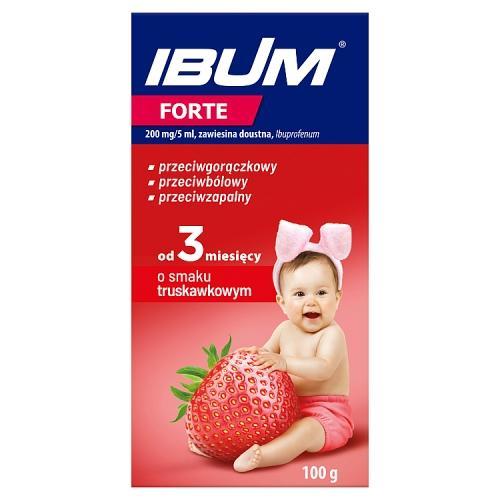 Miniaturka artykułu - IBUM FORTE Zawiesina o smaku truskawkowym 200 mg/5 ml - 100 g BRAK KARTONU