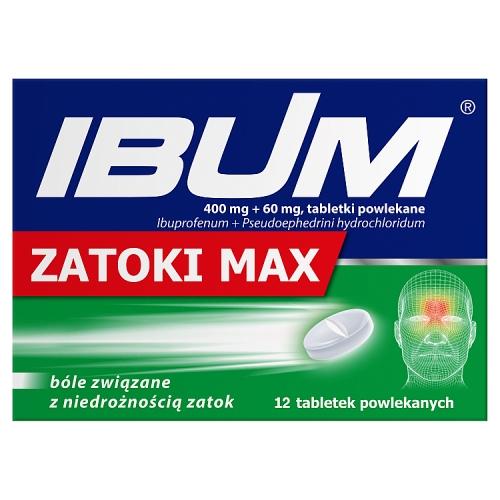 Miniaturka artykułu - Ibum Zatoki Max 400 mg + 60 mg, 12 tabletek powlekanych