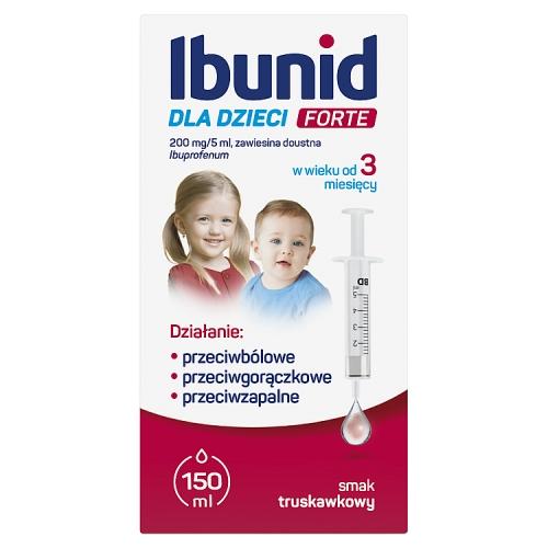 Miniaturka artykułu - Ibunid dla dzieci Forte 200 mg/5 ml zawiesina doustna smak truskawkowy, 150 ml