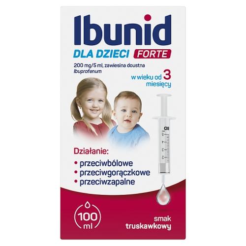 Miniaturka artykułu - Ibunid dla dzieci Forte 200 mg/5 ml zawiesina doustna smak truskawkowy, 100 ml