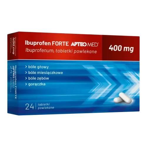 Miniaturka artykułu - APTEO MED Ibuprofen Forte 400mg, 24 tabletki