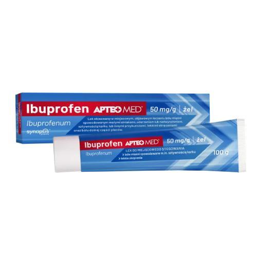 Miniaturka artykułu - IBUPROFEN Apteo Med żel 50mg/g, 100g KR&Oacute;TKA DATA 31.07.2026