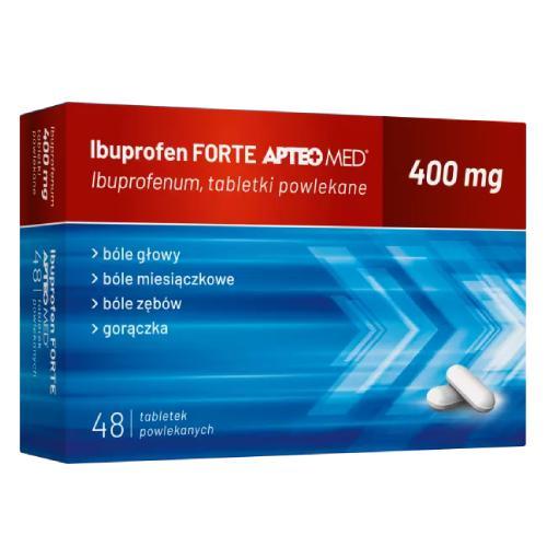 Miniaturka artykułu - Ibuprofen Forte APTEO MED 400mg, 48 tabletek USZKODZONE OPAKOWANIE