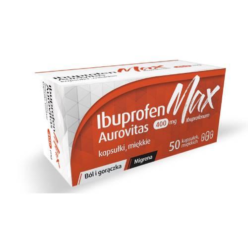 Miniaturka artykułu - Ibuprofen MAX Aurovitas 400 mg, 50 kapsułek