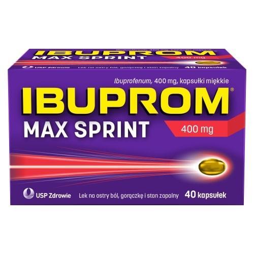 Miniaturka artykułu - Ibuprom Max Sprint 400 mg, 40 kapsułek USZKODZONE TEKTUROWE OPAKOWA.