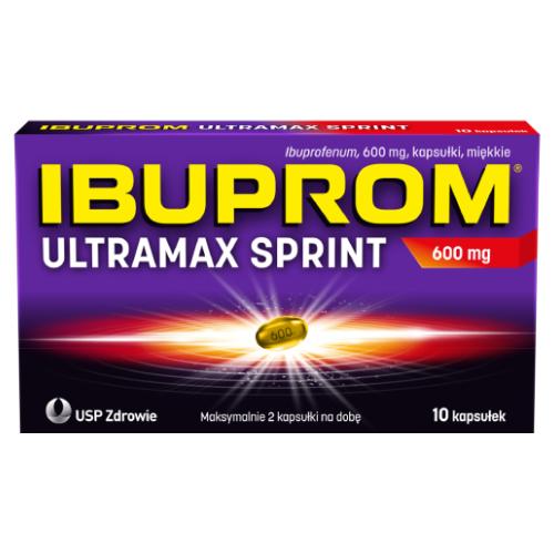 Miniaturka artykułu - Ibuprom Ultramax Sprint 600 mg, 10 kapsułek miękkich