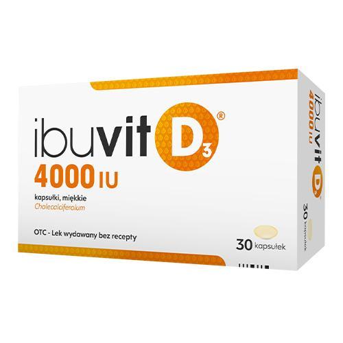 Miniaturka artykułu - Ibuvit D3 4000 IU, 30kaps. USZKODZONE TEKTUROWE OPAKOWANIE