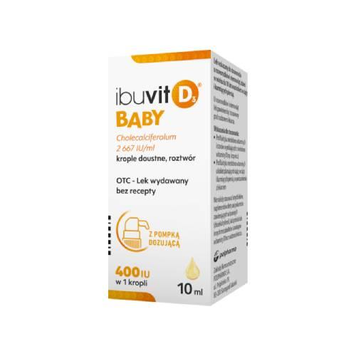 Miniaturka artykułu - Ibuvit D3 Baby 2 667 IU/ml krople doustne roztw&oacute;r, 10 ml