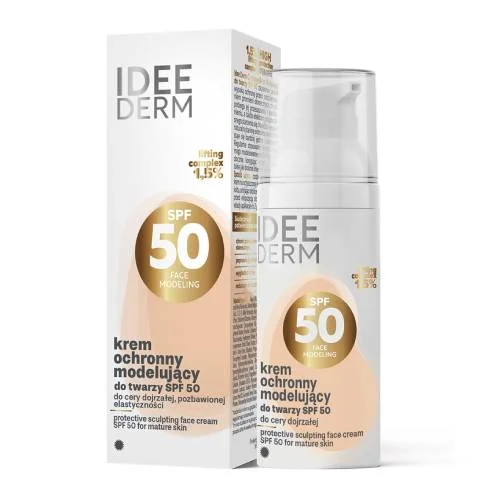 Miniaturka artykułu - Idee Derm Ochronny krem modelujący do twarzy SPF50 do cery dojrzałej, pozbawionej elastyczności, 50 ml