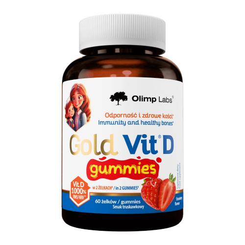 Miniaturka artykułu - Olimp Gold Vit D Witamina D w żelkach smak truskawkowy, 60 szt.