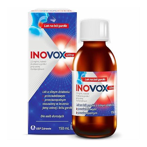 Miniaturka artykułu - INOVOX ULTRA Roztw&oacute;r do płukania jamy ustnej na b&oacute;l gardła i stan zapalny, 150 ml KR&Oacute;TKA DATA 31.10.2026