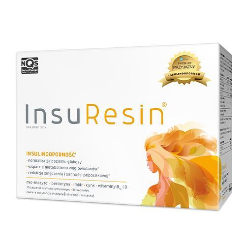 Miniaturka artykułu - InsuResin NutroPharma, 30 sasz. + 60 kaps. - preparat wspierający przy insulinoodporności KR&Oacute;TKA DATA 31.08.2026