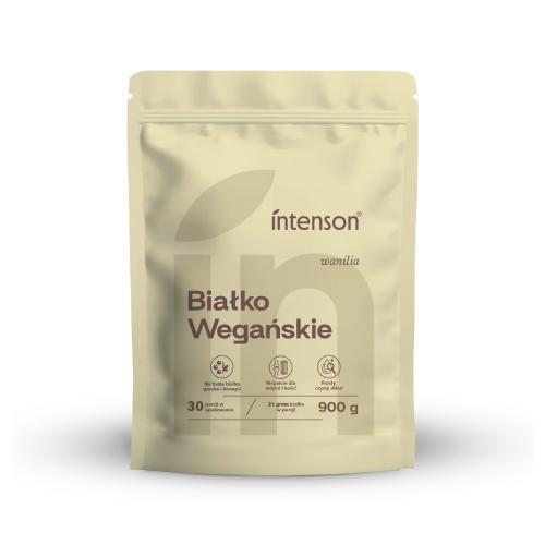 Miniaturka artykułu - Intenson Białko Wegańskie wanilia, 900 g KR&Oacute;TKA DATA 30.09.2026