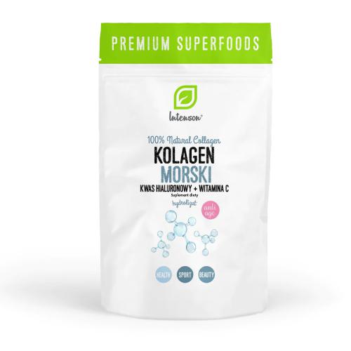 Miniaturka artykułu - INTENSON Kolagen morski + Kwas Hialuronowy + Witamina C, 60g