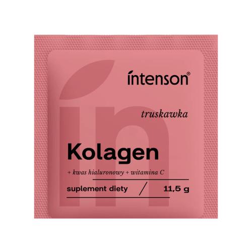 Miniaturka artykułu - Intenson Kolagen + witamina C + kwas hialuronowy o smaku truskawkowym, 11,5 g  