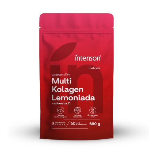Miniaturka artykułu - Intenson Multi Kolagen Lemoniada o smaku truskawkowym,&nbsp;660 g 