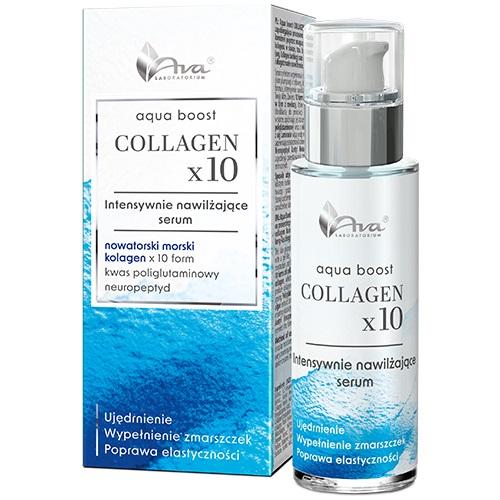 Miniaturka artykułu - AVA Aqua Boost Collagen x10 Intensywnie nawilżające serum, 30 ml