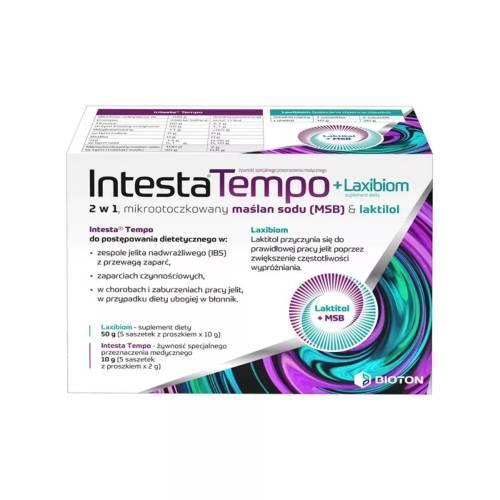 Miniaturka artykułu - Intesta Tempo + Laxibiom, 5+5 saszetek USZKODZONE TEKTUROWE OPAKOWANIE