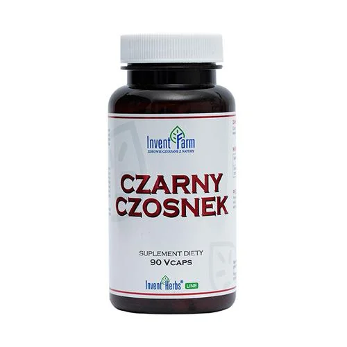 Miniaturka artykułu - Invent Farm Czarny Czosnek, 90kaps. KR&Oacute;TKA DATA 31.10.2026