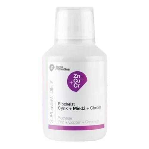 Miniaturka artykułu - INVEX REMEDIES BIOCHELAT Cynk + Miedź + Chrom, 150 ml USZKODZONY PLASTIKOWY KOREK
