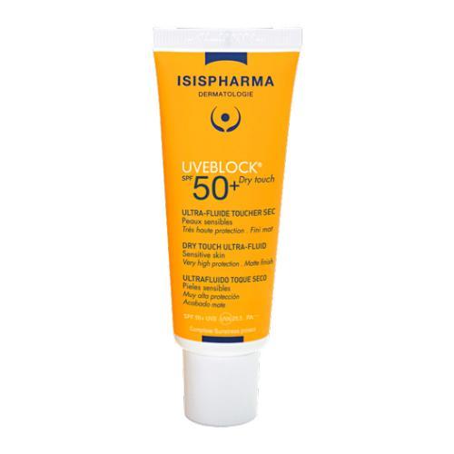 Miniaturka artykułu - ISISPHARMA UVEBLOCK Dry Touch Ultralekki fluid bezbarwny SPF 50+, 40ml/USZKODZONE TEKTUROWE OPAKOWANIE