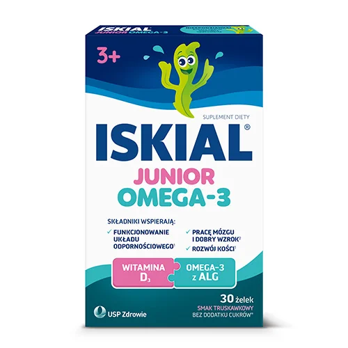 Miniaturka artykułu - Iskial Junior Omega-3 żelki o smaku truskawkowym, 30 szt.