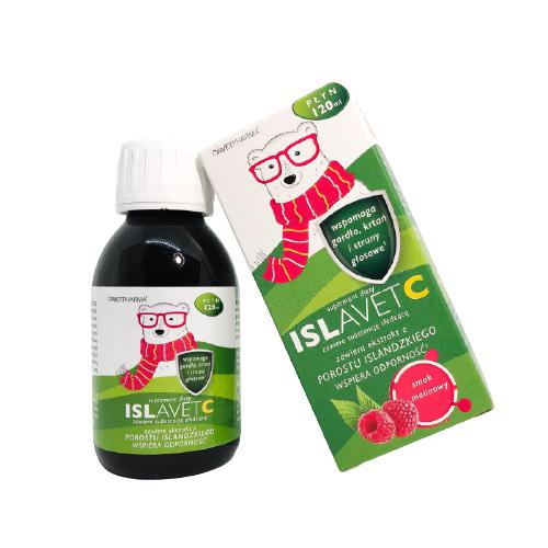 Miniaturka artykułu - Islavet C Syrop Malinowy Dla Dzieci, 120ml  AVETPHARMA 